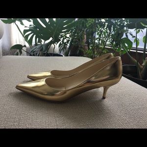 Jimmy Choo metallic gold kitten heels
